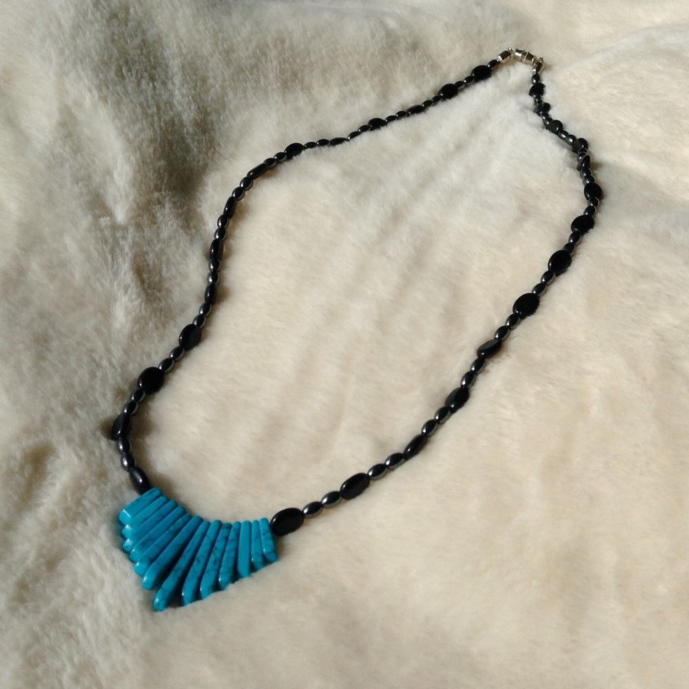 Hematite and Turquoise style necklace.
